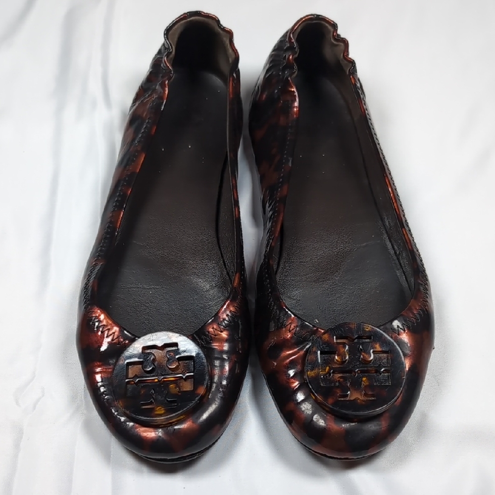 Tory Burch Minnie Tortoiseshell Design Travel Flats - Picture 2 of 7